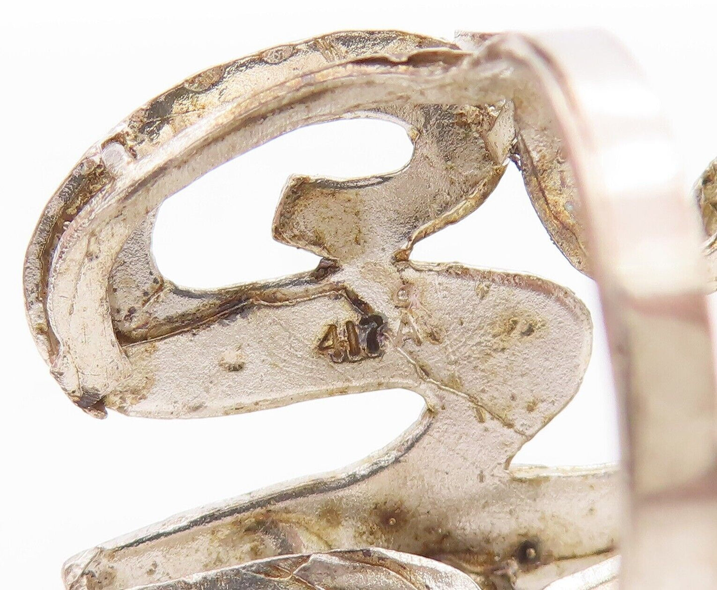 925 Sterling Silver Vintage Ring Solid Cutout Alphabet Y  Sz 8  RG28798
