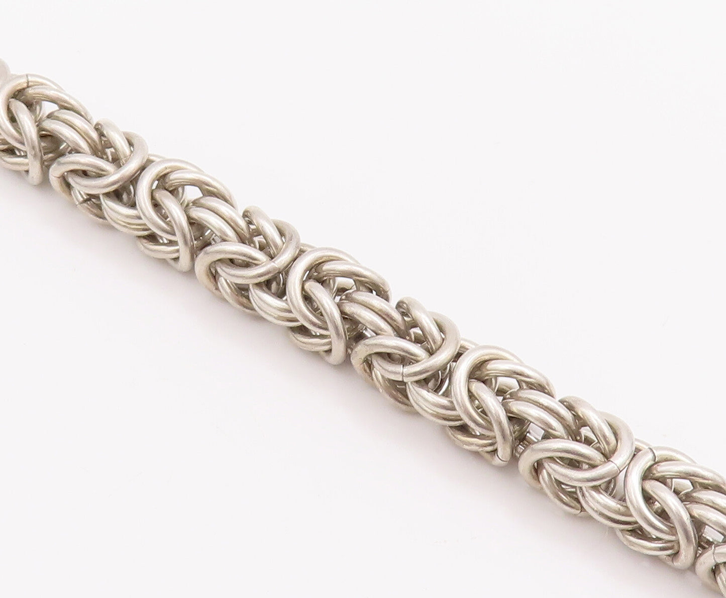 925 Sterling Silver Vintage Bracelet Byzantine Chain Garnet Toggle Lock  BT10508