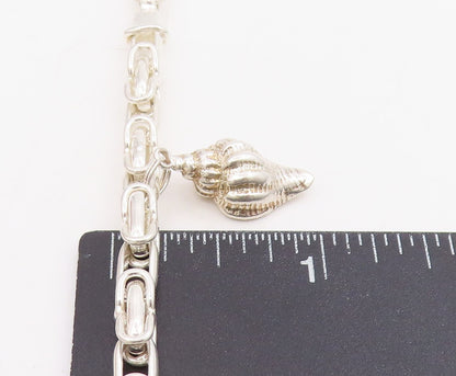 925 Sterling Silver Vintage Bracelet Modernist Chain With Conch Shell  BT11721
