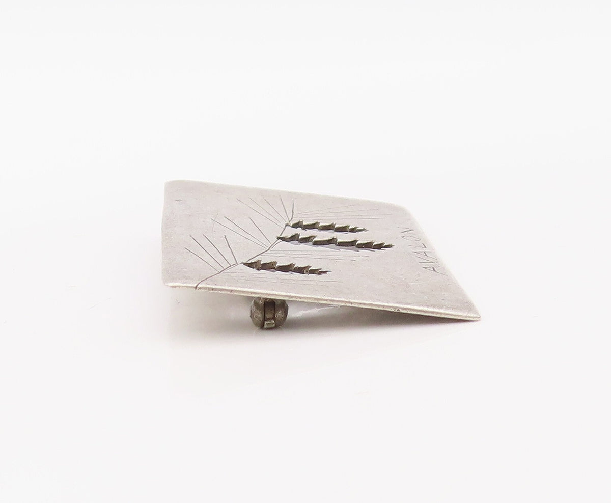 925 Sterling Silver Vintage Brooch Pin Designer Cutout AVALON Etched  BP11174