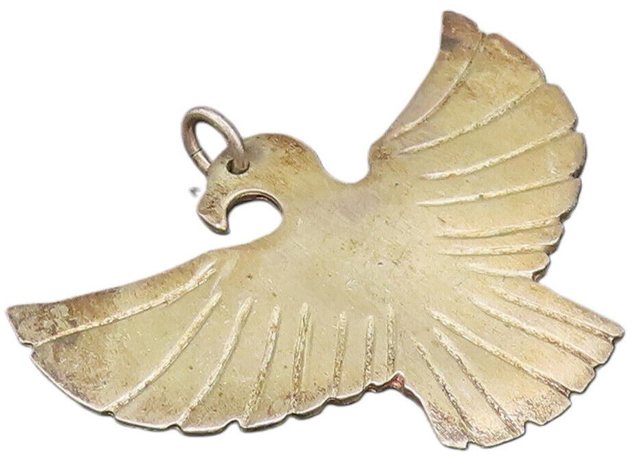 925 Sterling Silver  Vintage Minimalist Flying Bird Drop Pendant  PT21891