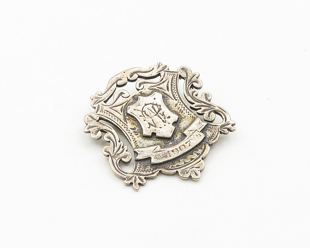 HP ENGLAND 925 Silver  Vintage Antique Handicap Award 1907 Brooch Pin  BP7449