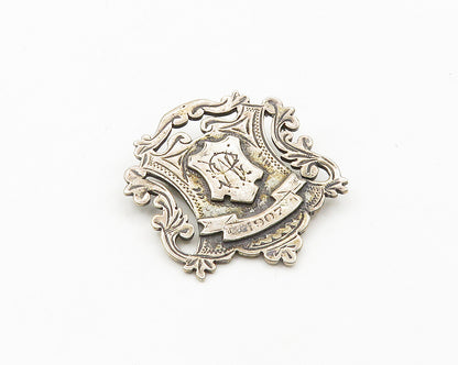 HP ENGLAND 925 Silver  Vintage Antique Handicap Award 1907 Brooch Pin  BP7449