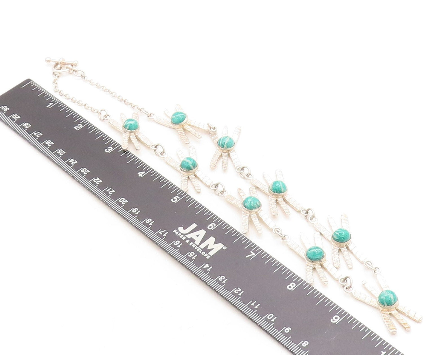 HENNY 925 Sterling Silver  Vintage Cabochon Gemstone Chain Necklace  NE1906
