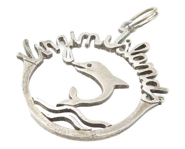 925 Sterling Silver  Vintage Virgin Islands Leaping Dolphin Pendant  PT9375