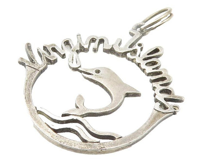 925 Sterling Silver  Vintage Virgin Islands Leaping Dolphin Pendant  PT9375