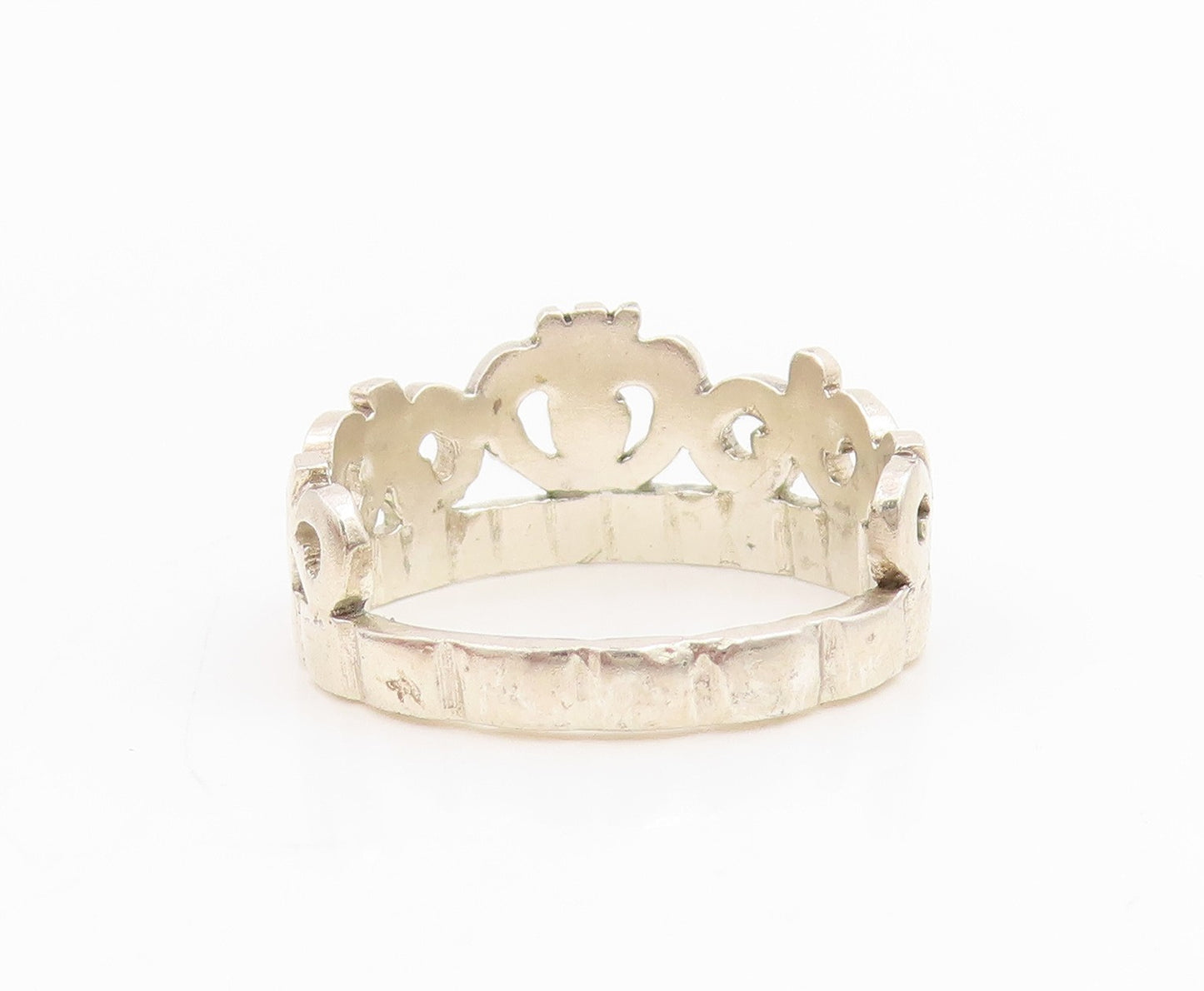 925 Sterling Silver Vintage Ring Minimalist Princess Crown Band  Sz 7  RG34851