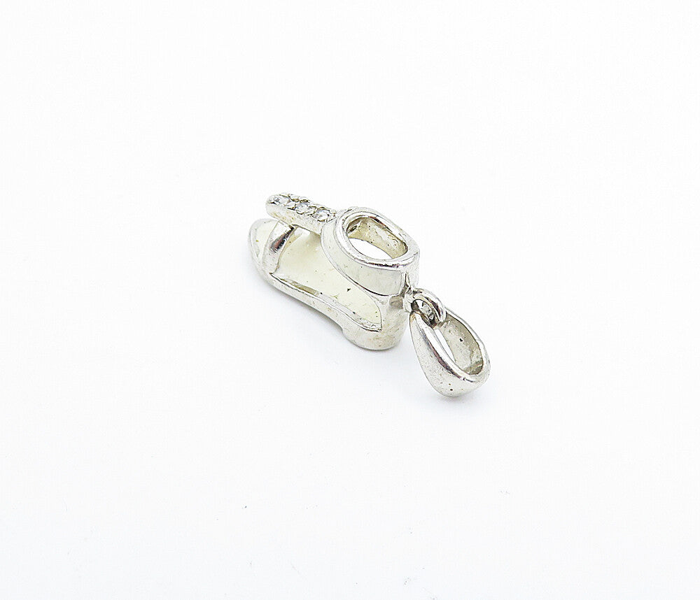 925 Sterling Silver  Vintage Petite Topaz Enamel Coated Sandal Pendant  PT2685