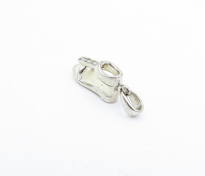925 Sterling Silver  Vintage Petite Topaz Enamel Coated Sandal Pendant  PT2685