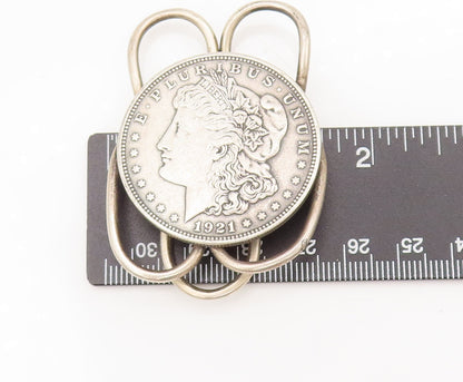 925 Sterling Silver  Vintage Antique Carved Circular Solid Money Clip  TR3582