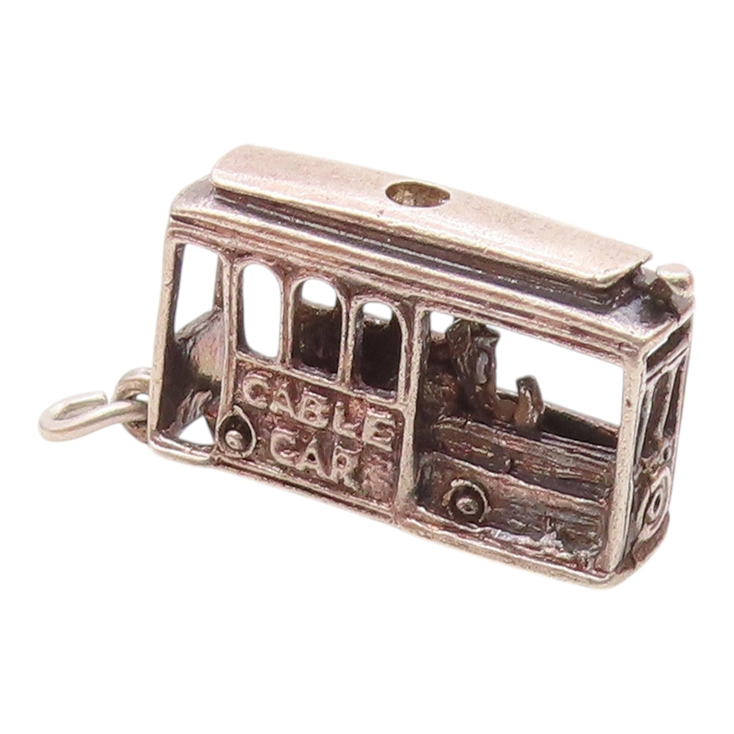 925 Sterling Silver  Vintage San Francisco Cable Car Trolley Pendant  PT18168