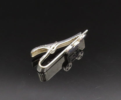 925 Sterling Silver  Vintage Blue Enamel Old Motion Film Tie Clip  TR3341