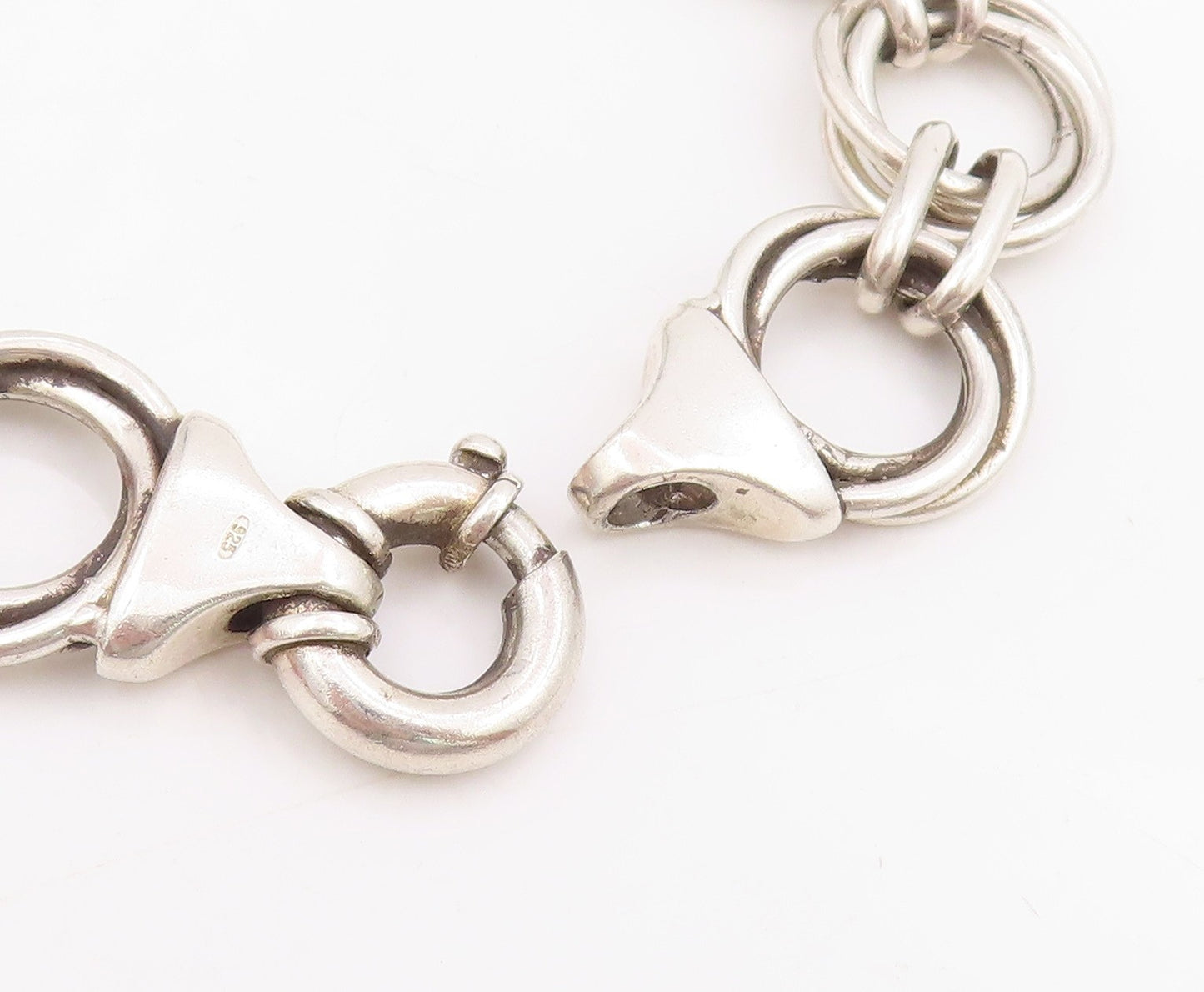 925 Sterling Silver Vintage Bracelet Interlocking Geometric Circles BT11558