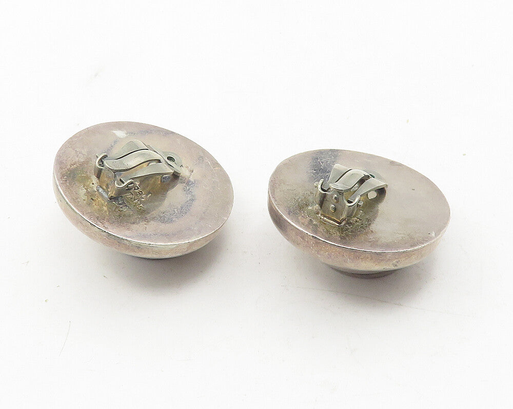 MEXICO 925 Sterling Silver  Vintage Black Onyx Non Pierce Earrings  EG6164