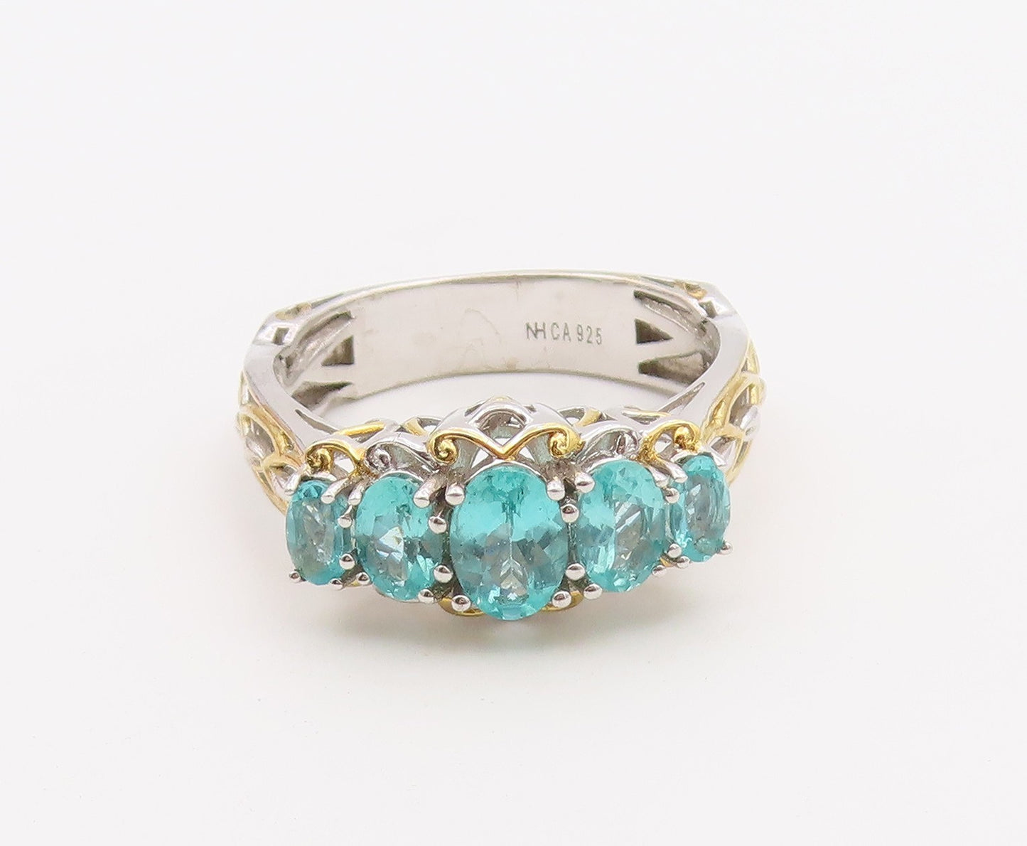 925 Sterling Silver Vintage Ring MICHAEL VALITUTTI Apatite Band  Sz 12  RG36526