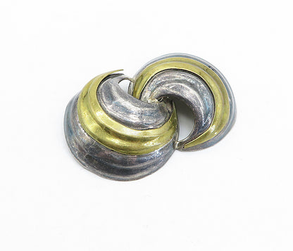 MEXICO 925 Sterling Silver  Vintage Two Tone Swirl Domes Brooch Pin  BP1245