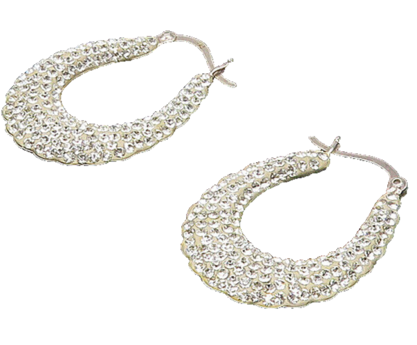 925 Sterling Silver   Cubic Zirconia Encrusted Fluted Hoop Earrings  EG8929