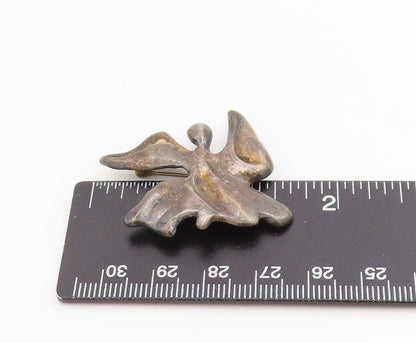925 Sterling Silver Vintage Brooch Dark Tone Angel With Wings Of Hope   BP11982