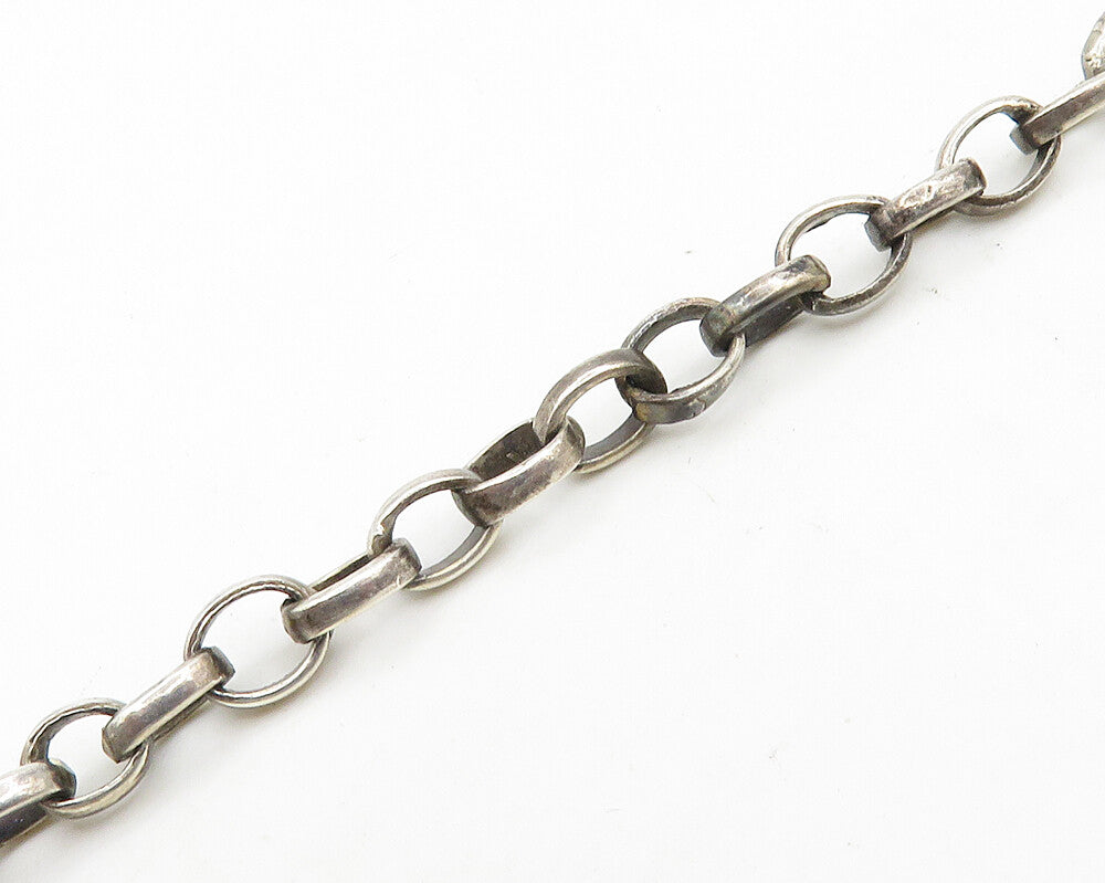 925 Sterling Silver  Vintage Smoky Topaz Floral Motif Chain Necklace  NE3169