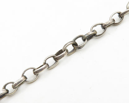 925 Sterling Silver  Vintage Smoky Topaz Floral Motif Chain Necklace  NE3169