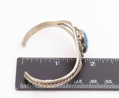 925 Sterling Silver Vintage Bracelet Lapis Lazuli Twisted Wire Cuff  BT11844