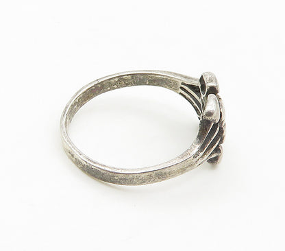 925 Sterling Silver  Vintage Floral Leaves Bypass Band Ring Sz 6.5  RG16897