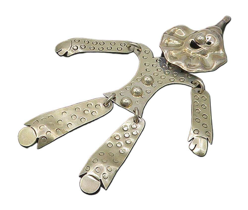 MEXICO 925 Sterling Silver  Vintage Shiny Happy Clown Motif Brooch Pin  BP4111