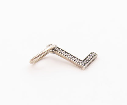 PANDORA 925 Sterling Silver  Vintage Petite Topaz L Initial Pendant  PT17943