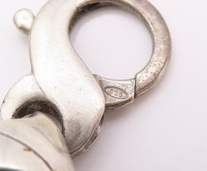925 Sterling Silver Vintage Bracelet Dark Tone Brutalist Linked Rings  BT11074