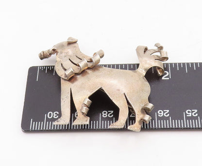 925 Sterling Silver Vintage Brooch Designer Cutout Swirled Hair Dog  BP11483