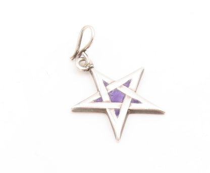 925 Sterling Silver Vintage Pendant Solid Enameled Cutout Star  PT23807
