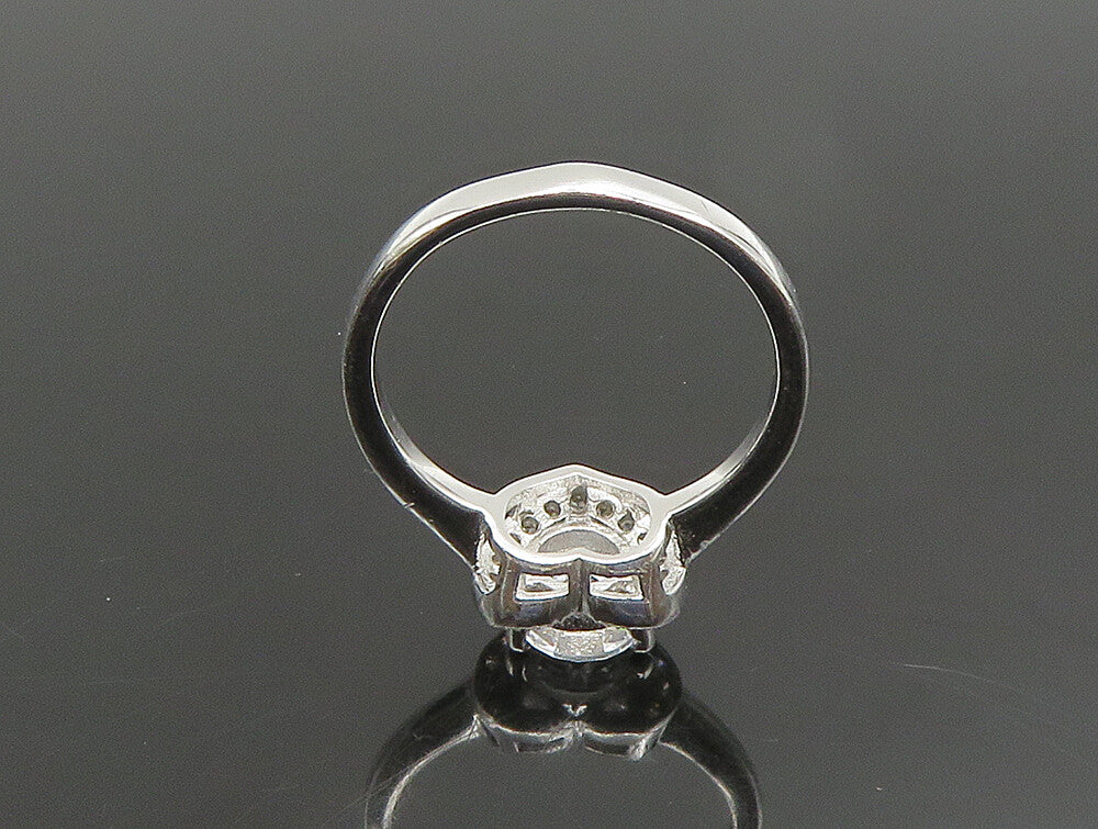 925 Silver  Vintage Solitaire Cubic Zirconia Love Heart Ring Sz 7  RG24636
