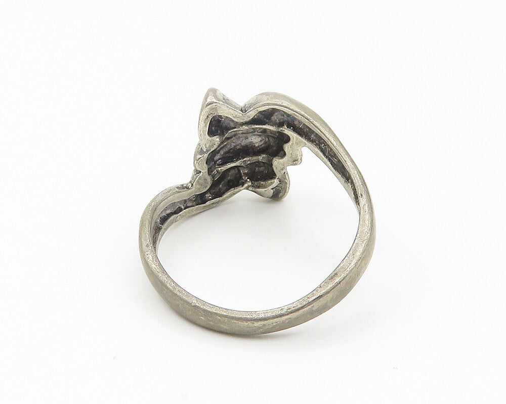 925 Sterling Silver  Vintage Dark Tone Diamond Cut Band Ring Sz 7  RG10816