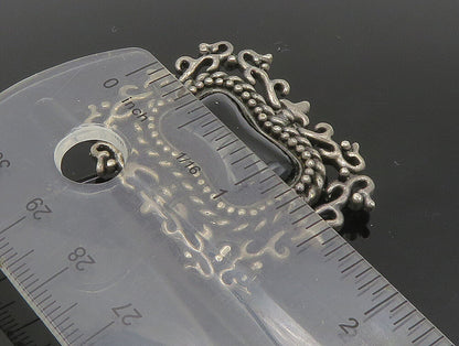 925 Sterling Silver  Vintage Black Onyx Floral Vine Border Brooch Pin  BP9304