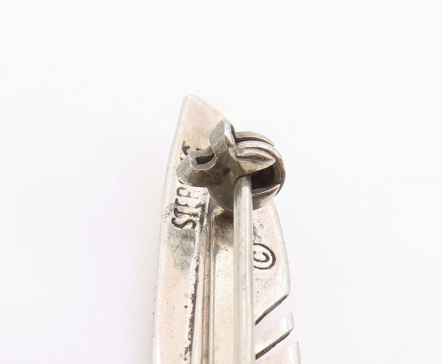 925 Sterling Silver Vintage Brooch Pin SOUTHWESTERN Minimalist Feather  BP12345