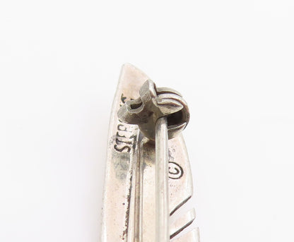 925 Sterling Silver Vintage Brooch Pin SOUTHWESTERN Minimalist Feather  BP12345