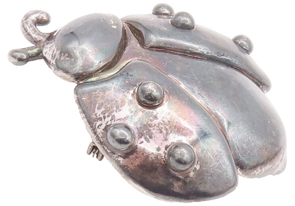 925 Sterling Silver Vintage Brooch Pin ISRAEL Carved Large Puffed Bug  BP10683