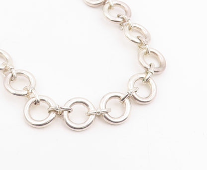 925 Sterling Silver Vintage Necklace Chunky Interlocking Circles Chain  NE4776