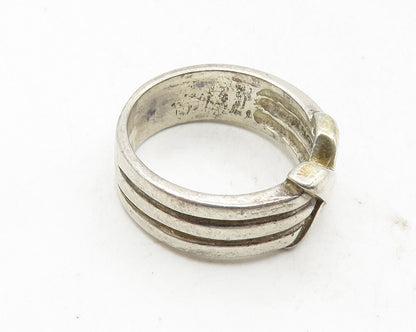 DAVID SIGAL 925 Sterling Silver  Vintage Shiny X Ribbed Band Ring Sz 6  RG9780