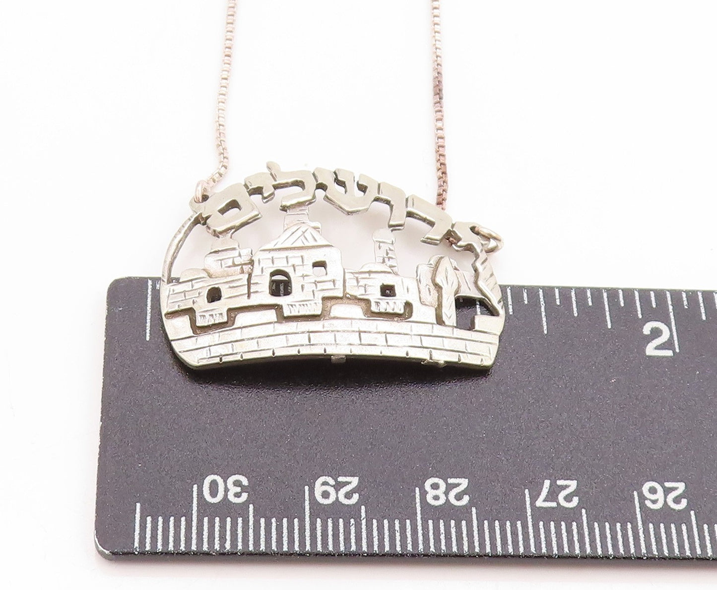 925 Sterling Silver Vintage Necklace The Wall Of Jerusalem Scenery Chain  NE4619