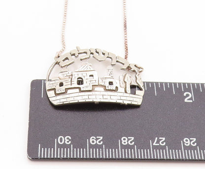 925 Sterling Silver Vintage Necklace The Wall Of Jerusalem Scenery Chain  NE4619