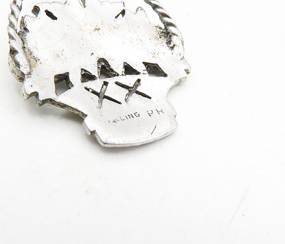 925 Sterling Silver  Vintage Sparkling Flower Basket Motif Pendant  PT6398