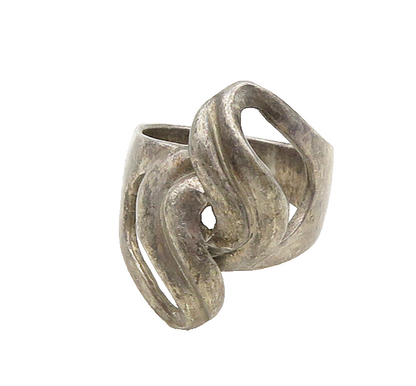 925 Sterling Silver  Vintage Dark Tone Bypass Style Band Ring Sz 7  RG19077