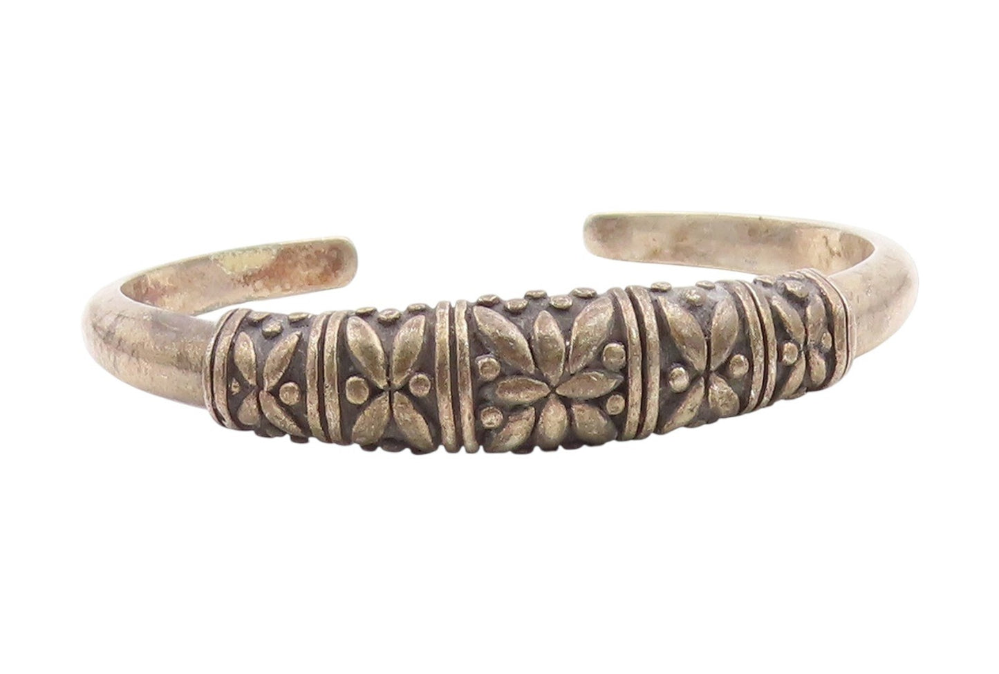 925 Sterling Silver Vintage Bracelet Solid Engraved Floral Design Cuff  BT11804