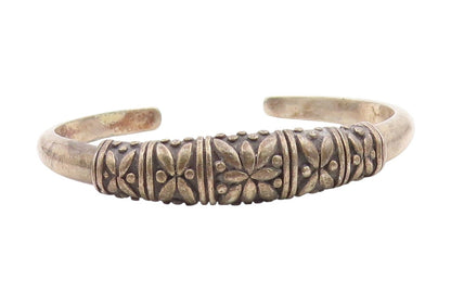 925 Sterling Silver Vintage Bracelet Solid Engraved Floral Design Cuff  BT11804