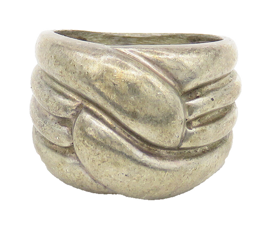925 Sterling Silver  Vintage Shiny Fluted Detail Band Ring Sz 5  RG17624