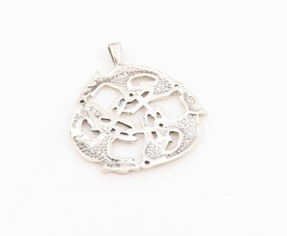 925 Sterling Silver Vintage Pendant Intertwined Triple Celtic Wolves  PT25615