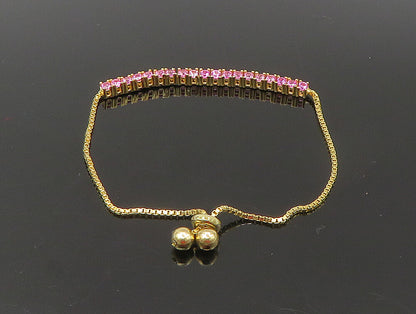 Gold Over 925 Silver  Cubic Zirconia Adjustable Child Box Chain Bracelet BT1106