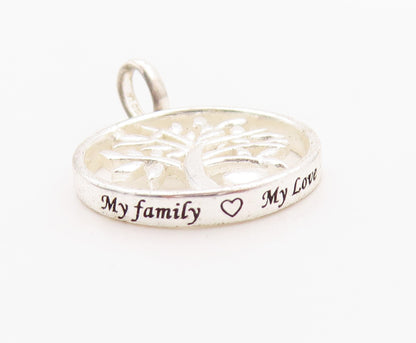 925 Sterling Silver Vintage Pendant Modernist Cutout Tree Of Life Charm  PT24627