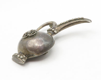 MEXICO 925 Sterling Silver  Vintage Antique Floral Pitcher Brooch Pin  BP5190